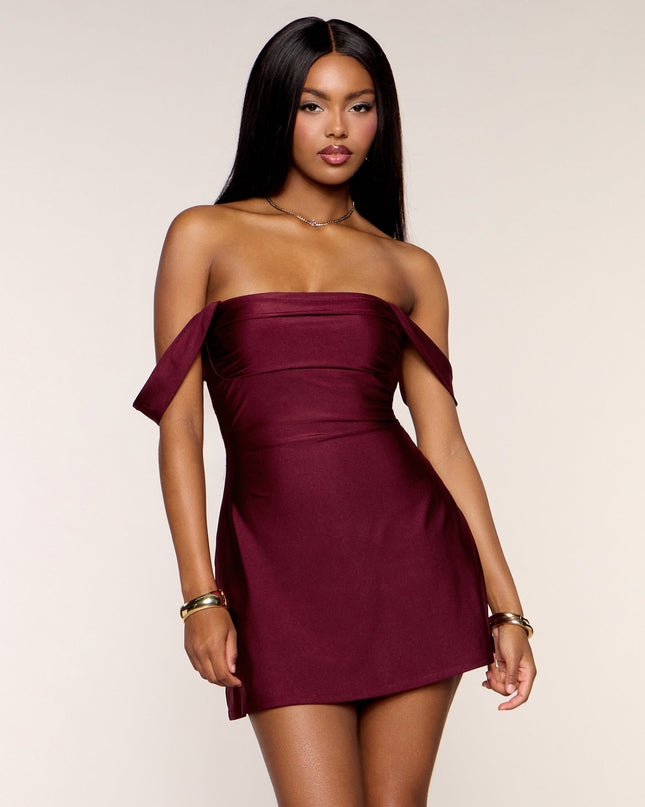 Windsor Classics Lover Off-The-Shoulder Satin Mini Dress