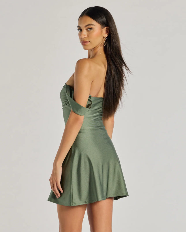 Windsor Classics Lover Off-The-Shoulder Satin Mini Dress