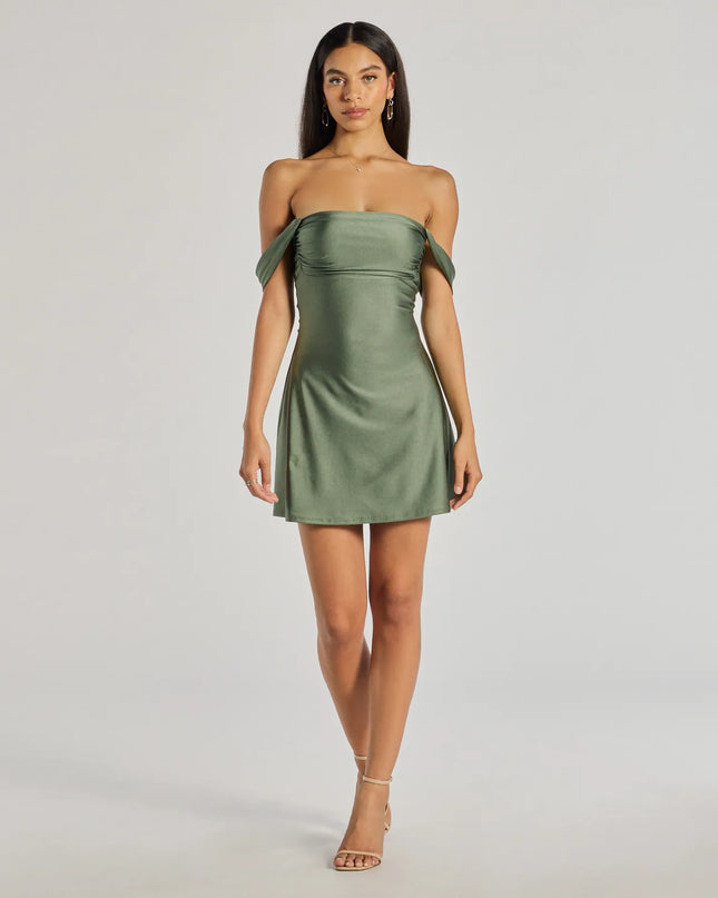 Windsor Classics Lover Off-The-Shoulder Satin Mini Dress