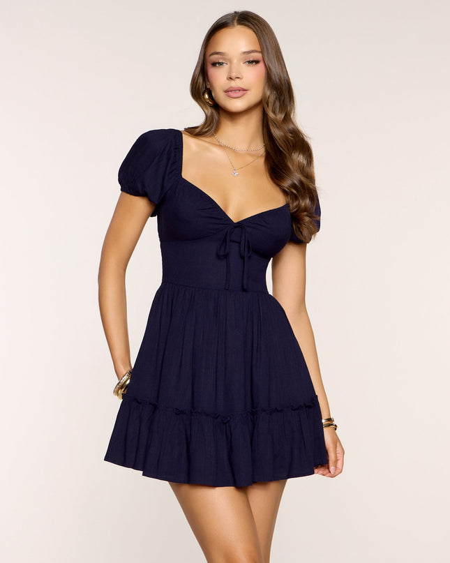 Windsor Flirting With Plans Puff Sleeve Skater Mini Dress