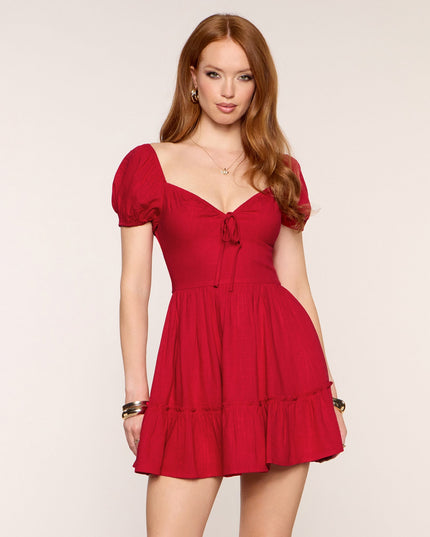 Windsor Flirting With Plans Puff Sleeve Skater Mini Dress