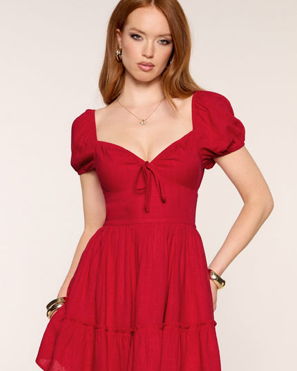 Windsor Flirting With Plans Puff Sleeve Skater Mini Dress
