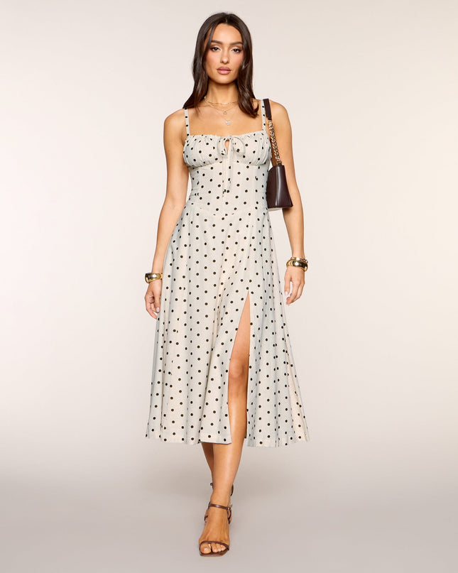 Windsor Café Date Polka Dot Corset Midi Dress