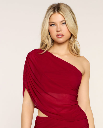 Windsor Sleek Moves Mesh One-Shoulder Mini Dress