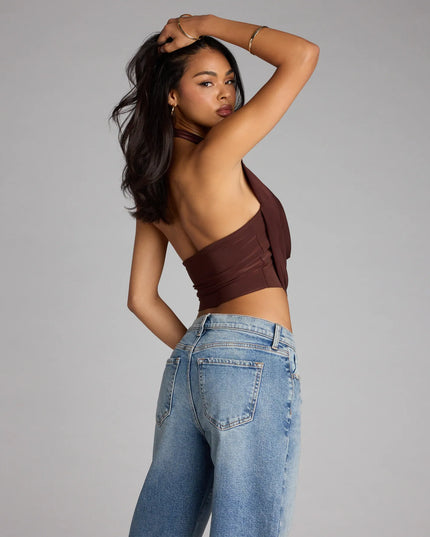 Windsor Take The Plunge Sleeveless Halter Crop Top