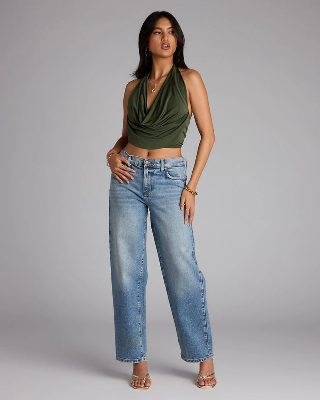 Windsor Take The Plunge Sleeveless Halter Crop Top