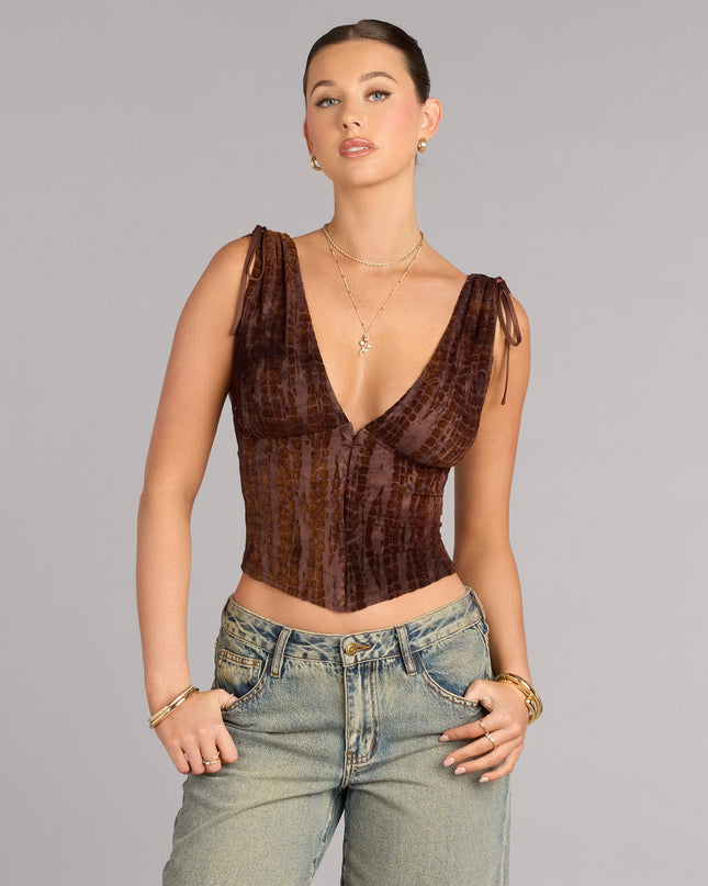 Windsor Caught Your Eye Flocked Velvet Corset Top