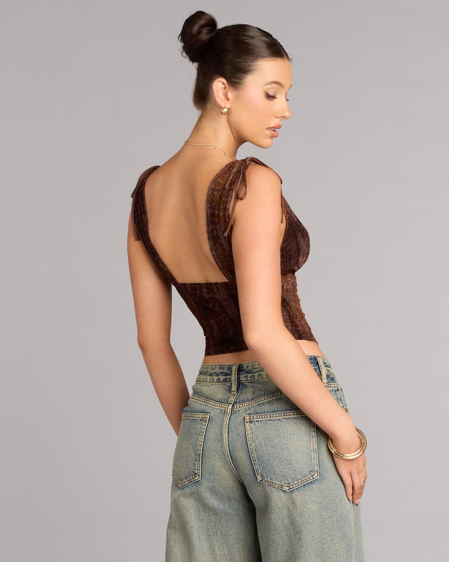 Windsor Caught Your Eye Flocked Velvet Corset Top