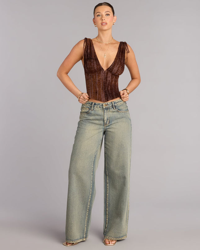 Windsor Caught Your Eye Flocked Velvet Corset Top