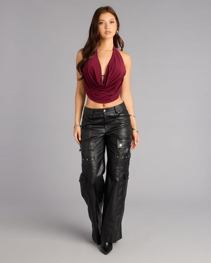 Windsor Take The Plunge Sleeveless Halter Crop Top
