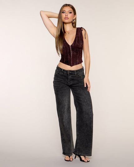 Windsor Caught Your Eye Flocked Velvet Corset Top