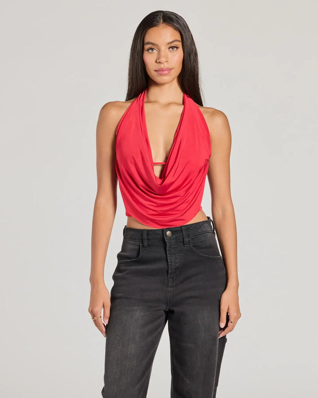 Windsor Take The Plunge Sleeveless Halter Crop Top