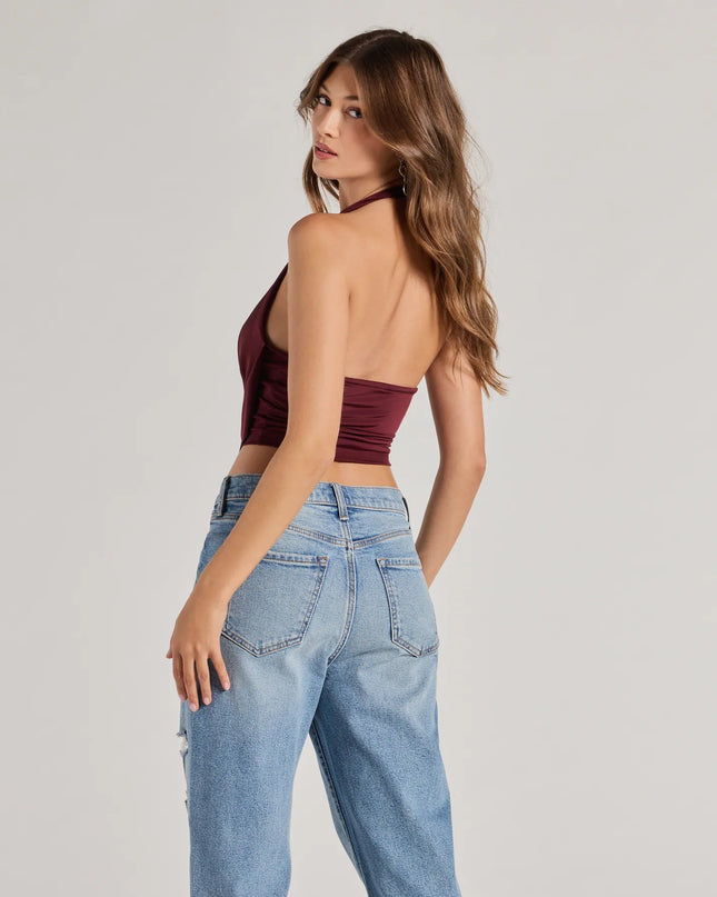 Windsor Take The Plunge Sleeveless Halter Crop Top