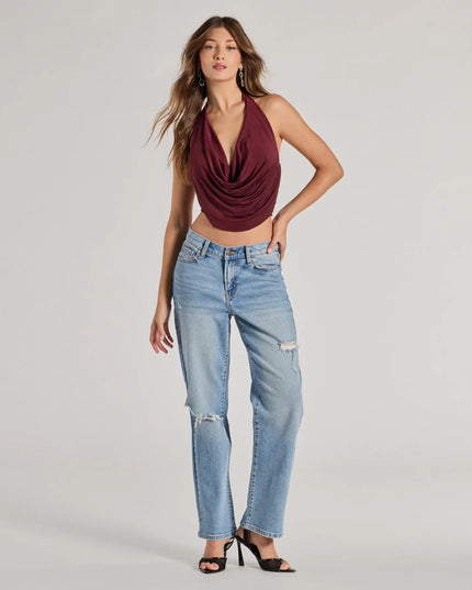 Windsor Take The Plunge Sleeveless Halter Crop Top