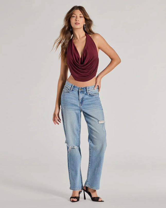 Windsor Take The Plunge Sleeveless Halter Crop Top