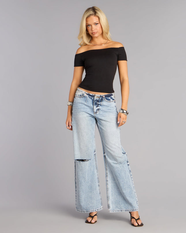 Windsor Clean Slate Off-Shoulder Short Sleeve Crop Top