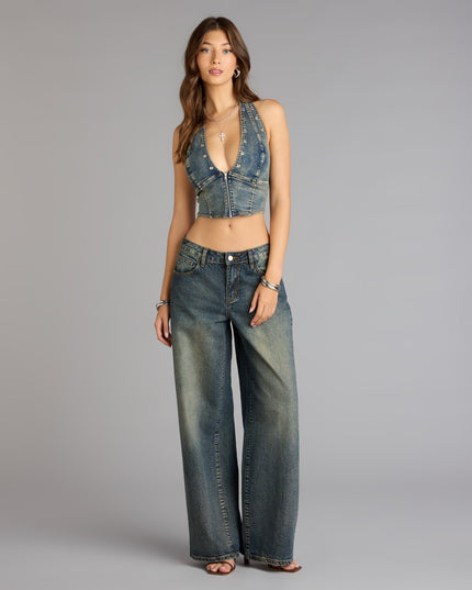 Windsor Front Row Fierce Denim Crop Top
