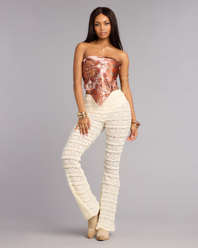 Windsor Vintage Heat Satin Paisley Crop Top