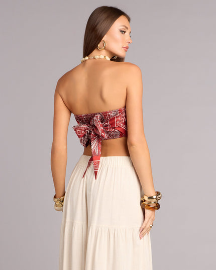 Windsor Vintage Heat Satin Paisley Crop Top