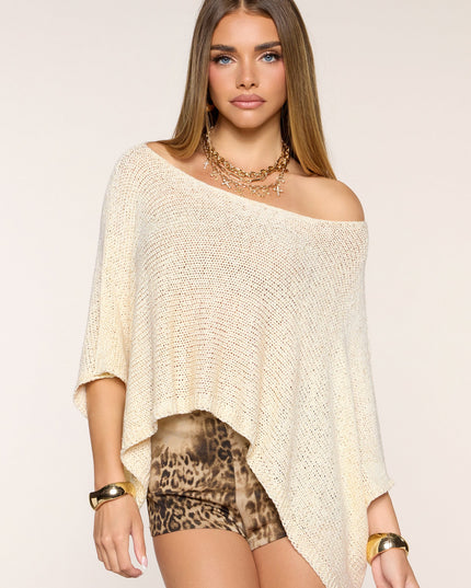 Windsor Sheer Shimmer Off-The-Shoulder Poncho