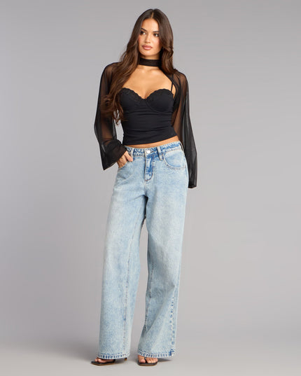 Windsor Sheer Drama Mesh Long Sleeve Topper