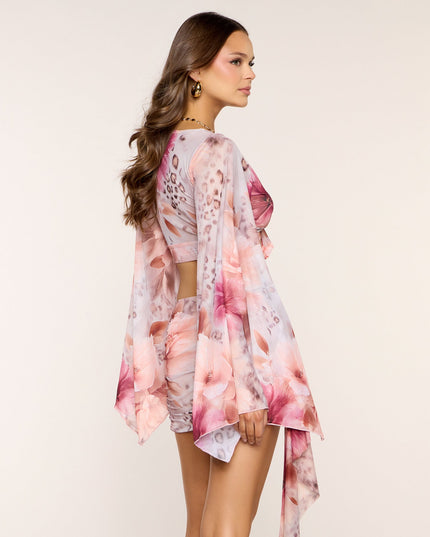 Windsor Pretty Vibes Floral Print Tie-Front Crop Top