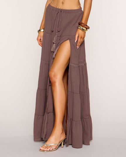 Windsor Free Spirit Tiered Slit Maxi Skirt