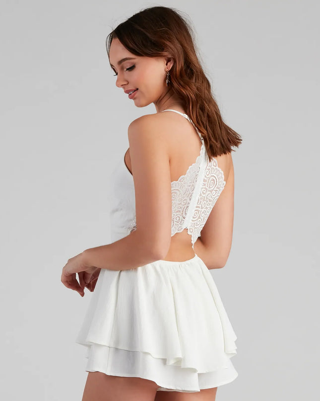 Windsor Flirty Lace Back Skater Romper