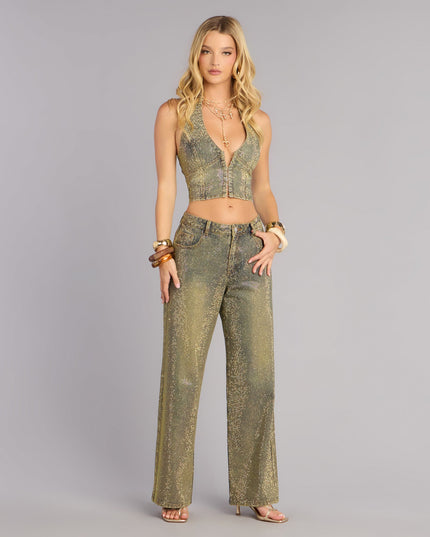 Windsor Glam Moment Rhinestone Denim Straight-Leg Jeans