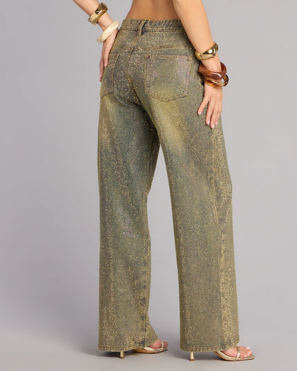 Windsor Glam Moment Rhinestone Denim Straight-Leg Jeans