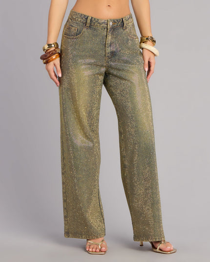Windsor Glam Moment Rhinestone Denim Straight-Leg Jeans
