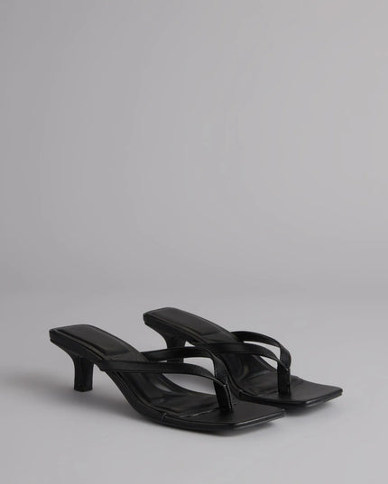Windsor Feeling Chic Thong Square Toe Kitten Heels