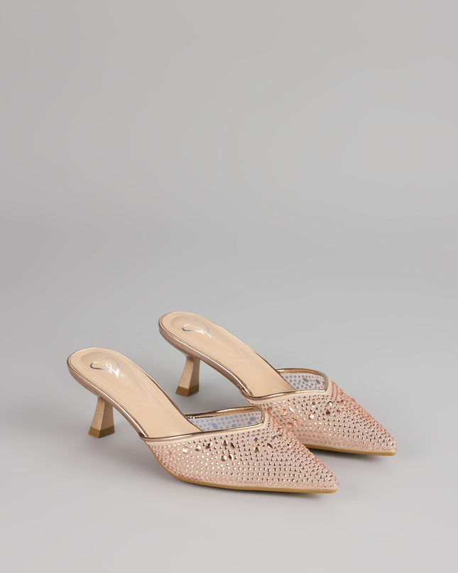 Windsor Crystal Beam Pointed Toe Kitten Mules