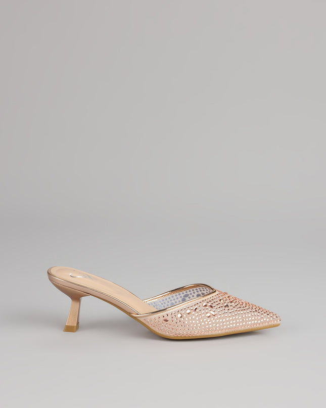 Windsor Crystal Beam Pointed Toe Kitten Mules