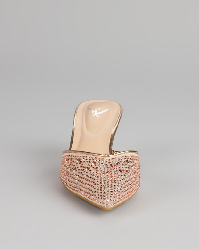 Windsor Crystal Beam Pointed Toe Kitten Mules