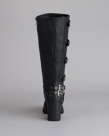Windsor City Rebel Quad Buckle Block Heel Boots