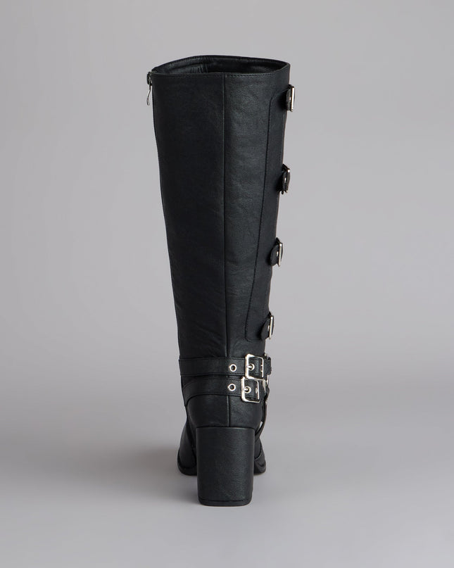Windsor City Rebel Quad Buckle Block Heel Boots