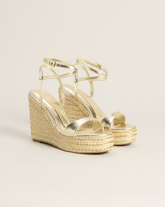 Windsor Chic On Arrival Metallic Espadrille Wedges