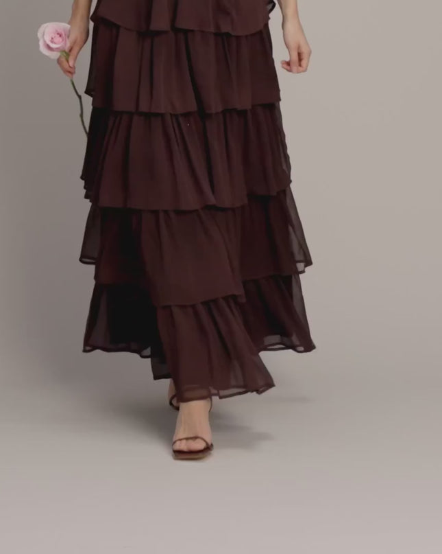 Windsor Soft Drama Strapless Tiered Ruffle Maxi Dress