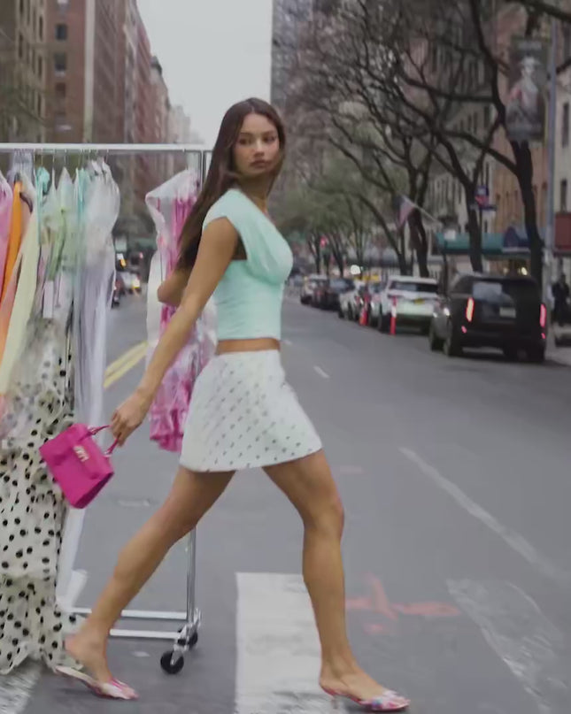 Windsor Cafe Run Plunge Neck Crop Top